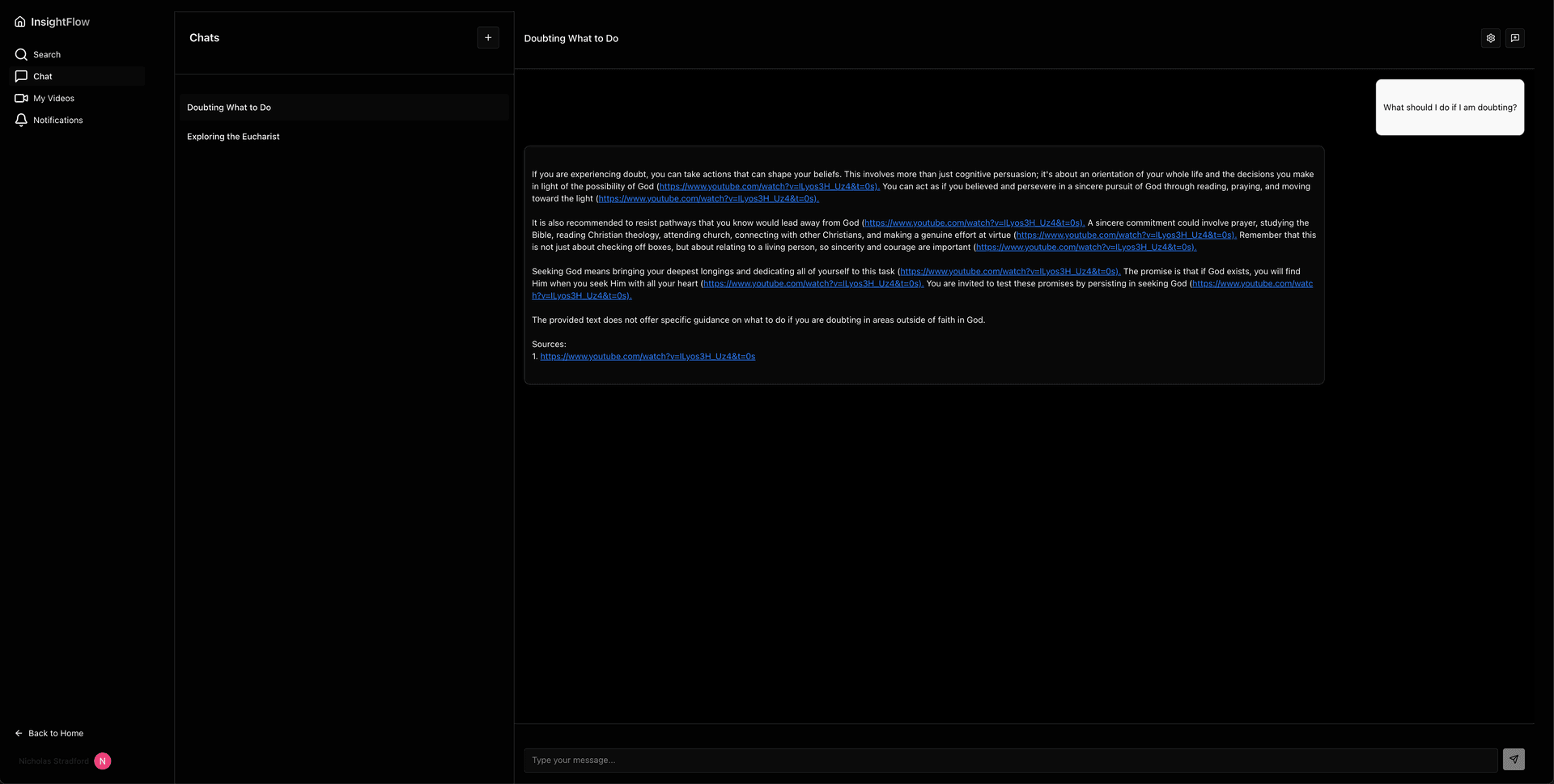 Chat interface with AI responses